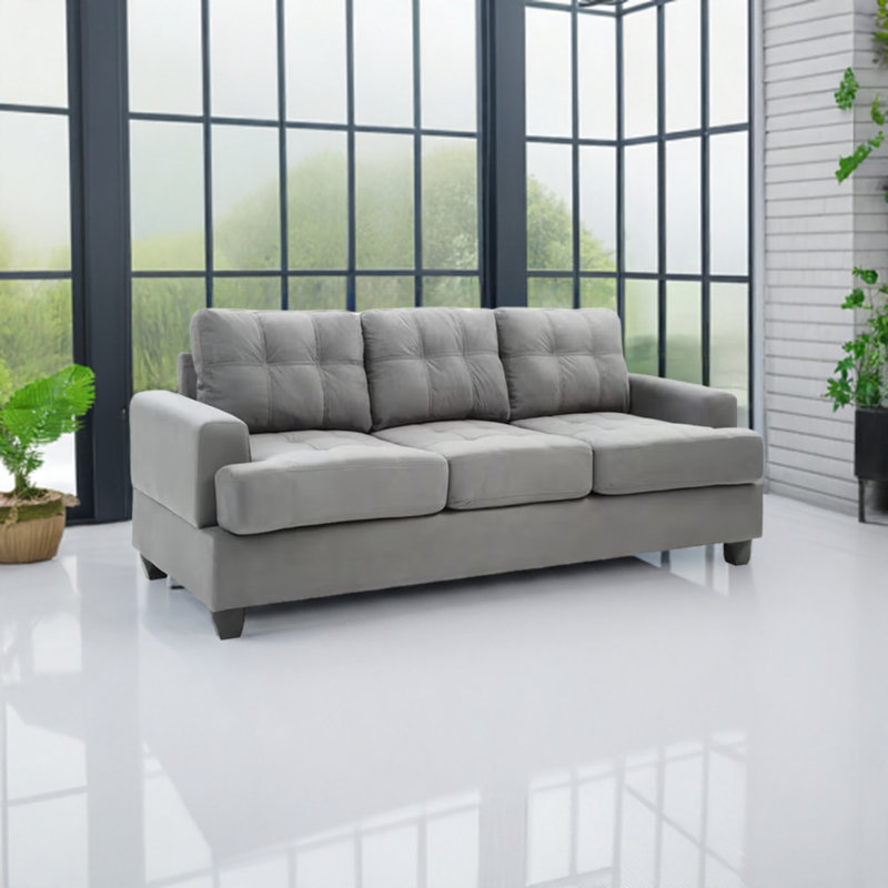 Ensemble de salon 3 pièces Sedef, Microfibre / microsuède gris