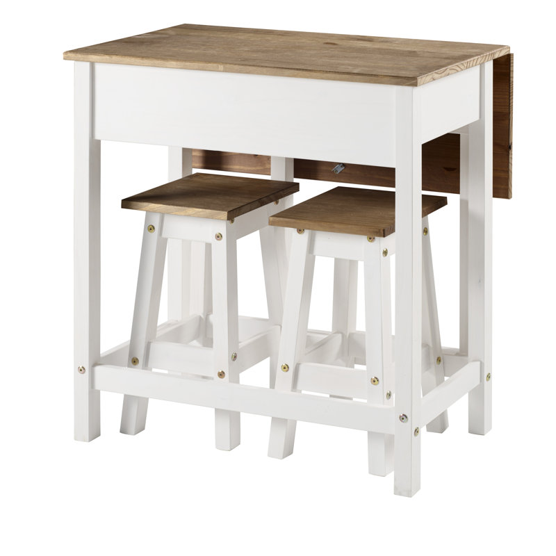 Callista Drop-Leaf Dining Set with Table & Two Stools