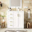 Ensemble de meuble-lavabo 30 po avec lavabo en céramique, armoire de rangement en bois massif, ensemble de meuble-lavabo autoportant avec 3 tiroirs et portes à fermeture douce-115688344