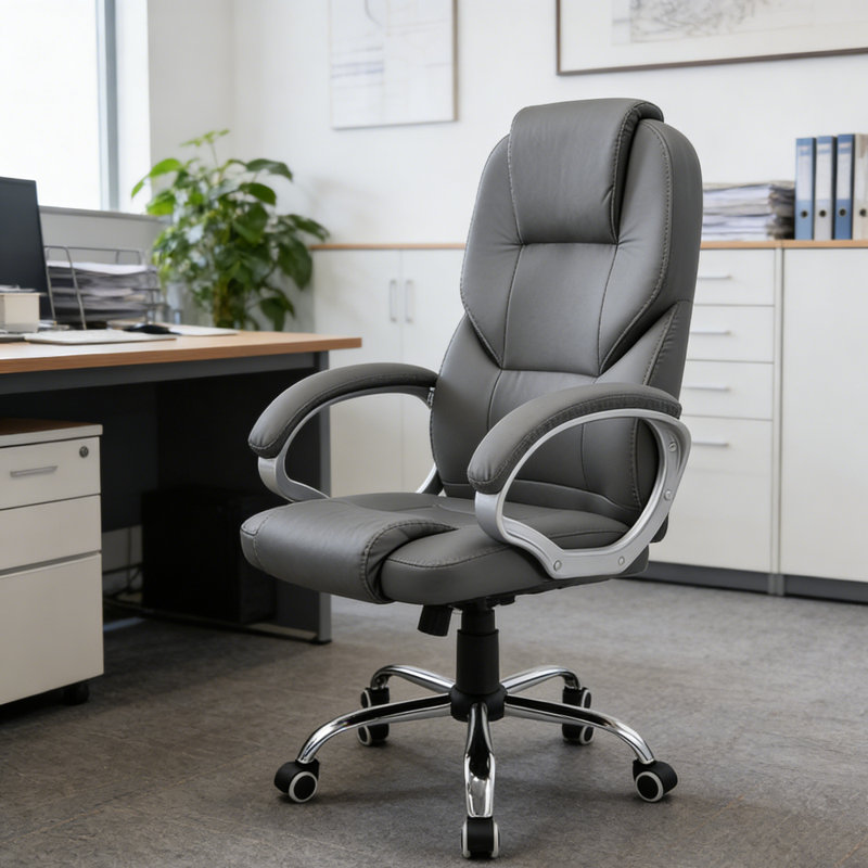 Latitude Run Vinyl Office Chair, Light Grey