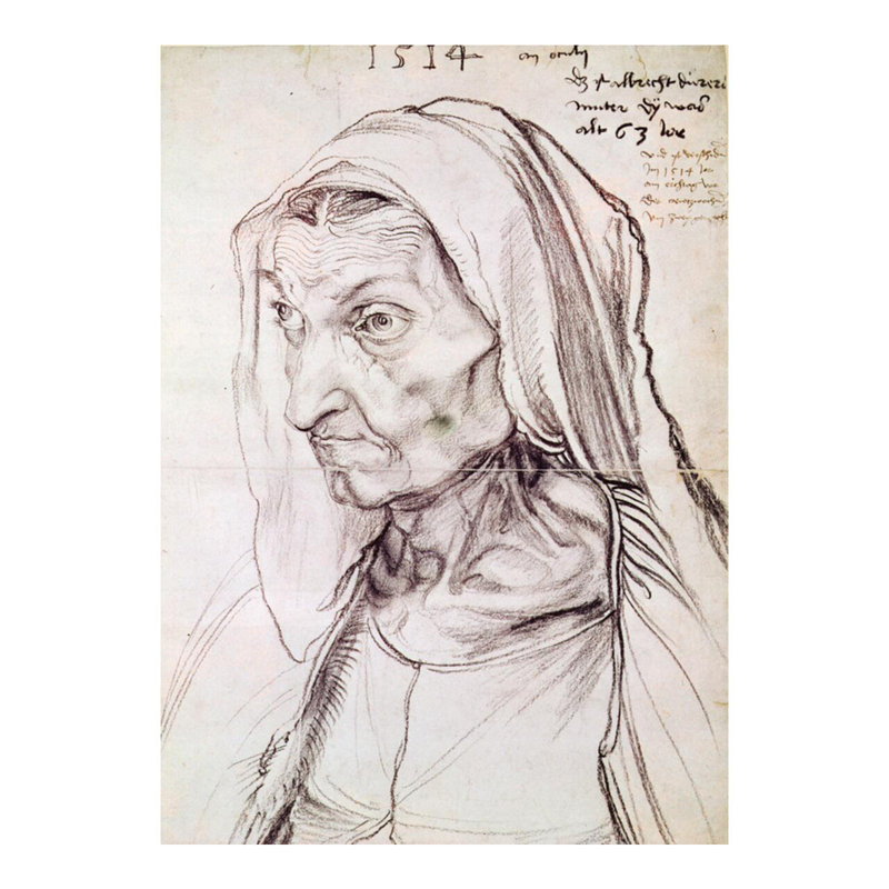Portrait de la mère de l'artiste par Albrecht Dürer - Estampe numérique, H 20 po x l 16 po