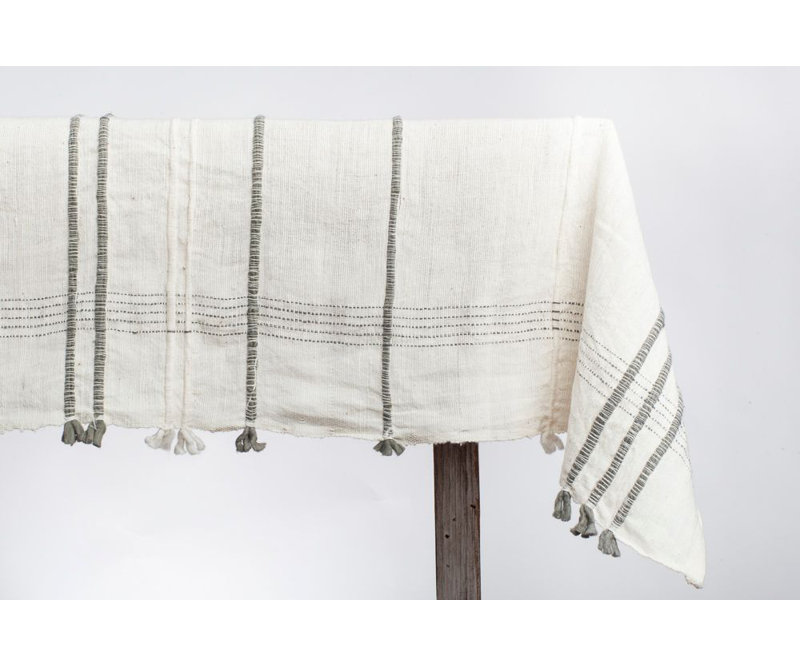 Ribbons Cotton Tablecloth, Gray