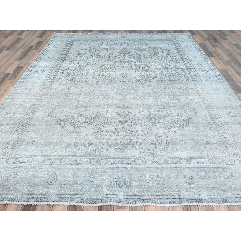 Tapis oriental en laine noué à la main 8 pi x 2 po x 11 po 2 po ivoire, rétro et persan Tabriz