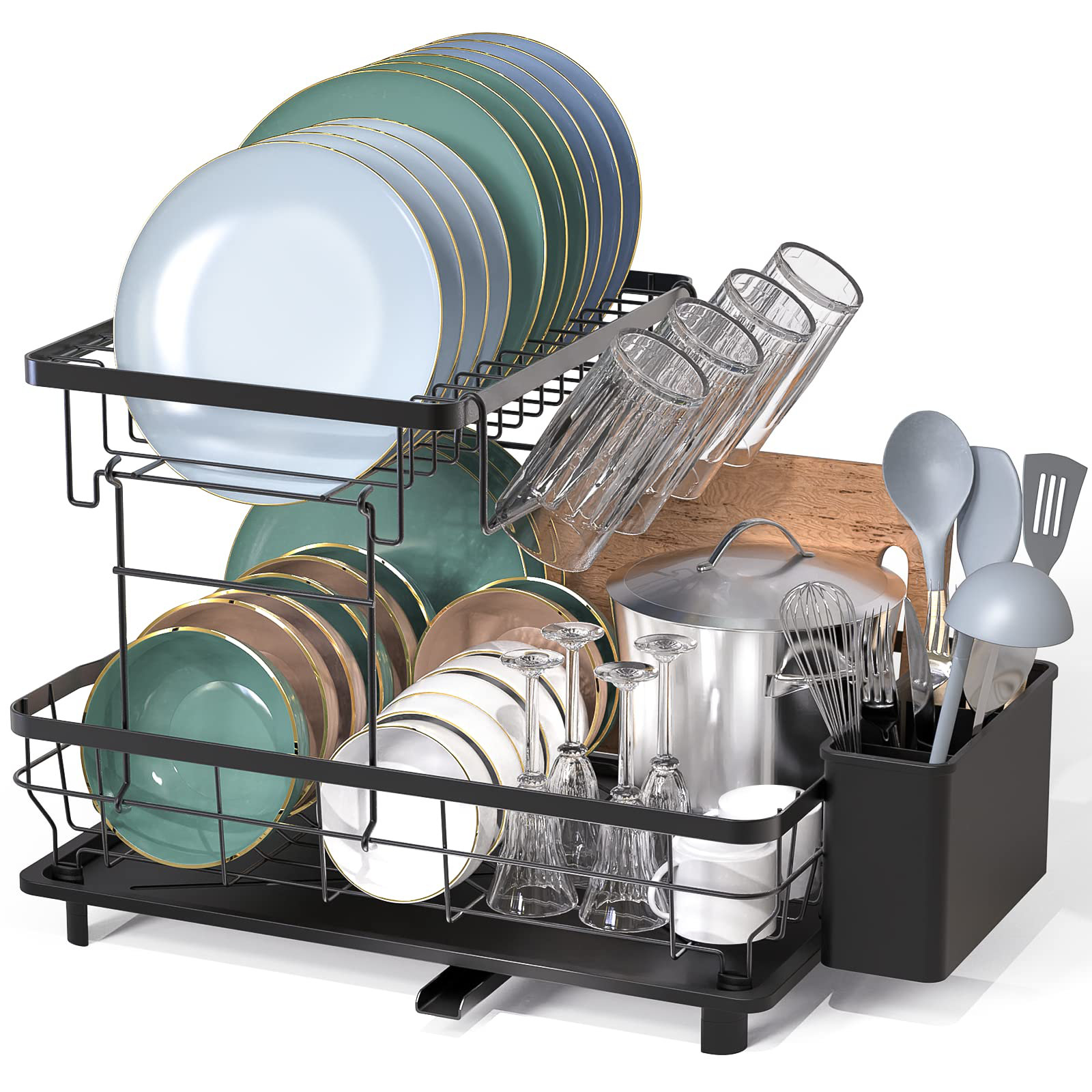 Belfry Kitchen Lovett 2 Tier Dish Rack Bottom Tray & Reviews