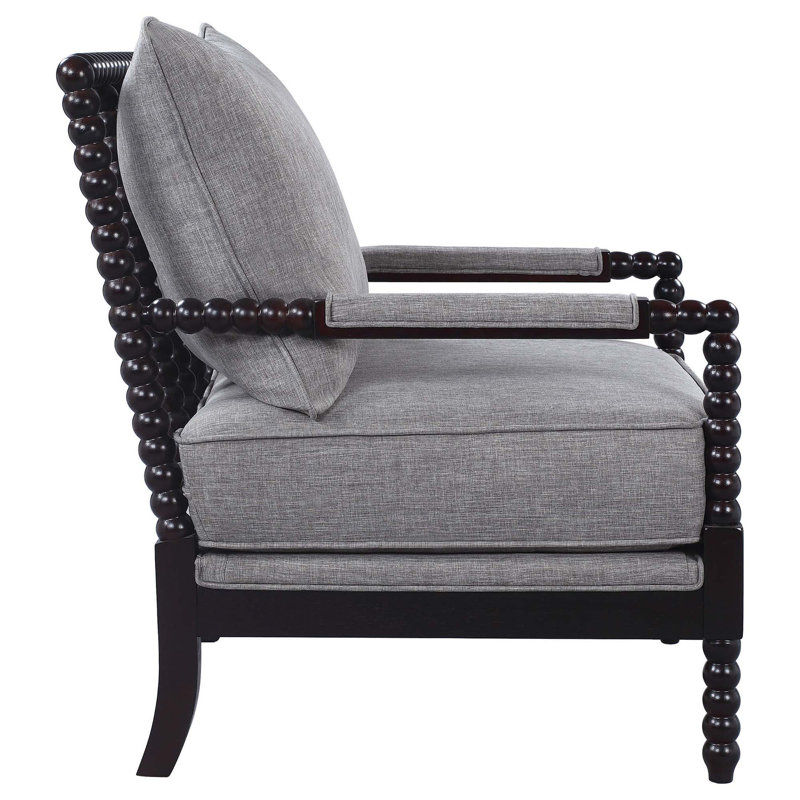 Fauteuil d'appoint rembourré avec rembourrage en lin 1Pc, Gris, Noir