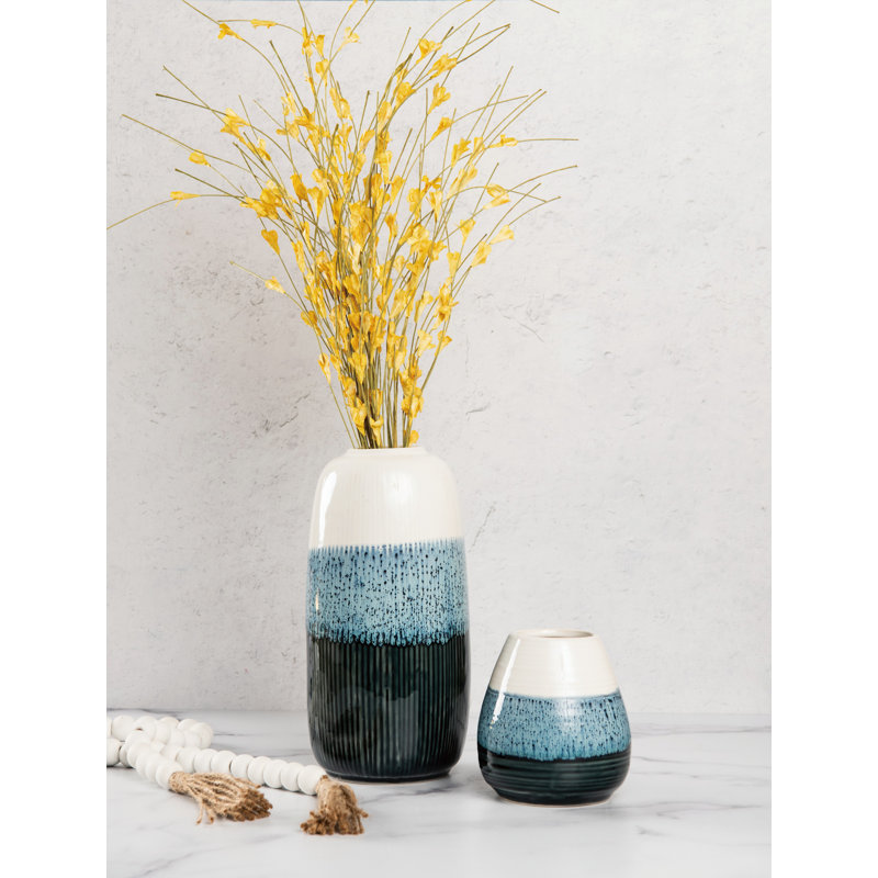Vase en grès réactif blanc 8,7 po
