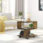 Table de chevet cubique à 3 niveaux, table de bout asymétrique en bois manufacturé avec patins anti-rayures, table de chevet en bois naturel pour petites chambres-917313499