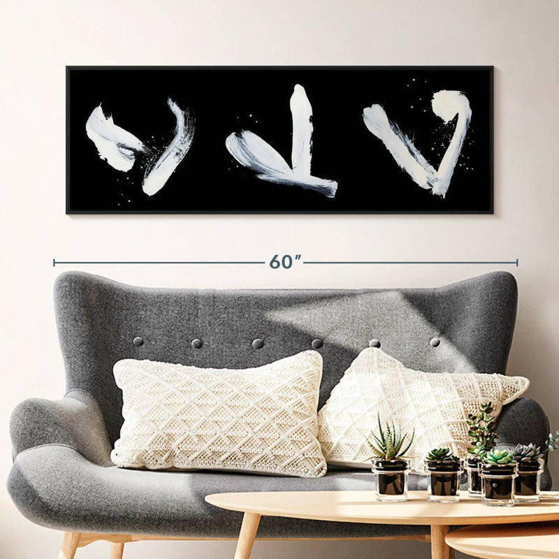 Black Wildman Strokes, Cadre flottant noir, 49 po x 17 po