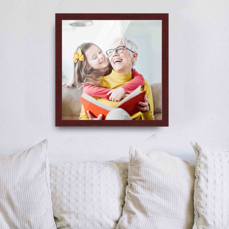 Cadre photo en placage brun, 16 po x 16 po, Brun foncé