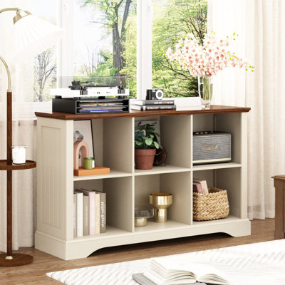 6 - Cube 47.4"W Storage Bookcase Horizontal Bookshelf Organizer with Anti-tip Hardware