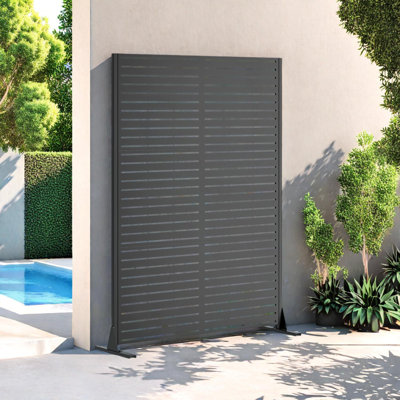 Écran d'intimité en métal pour l'extérieur, panneaux de clôture décoratifs H 72 po x l 46 po avec base stable