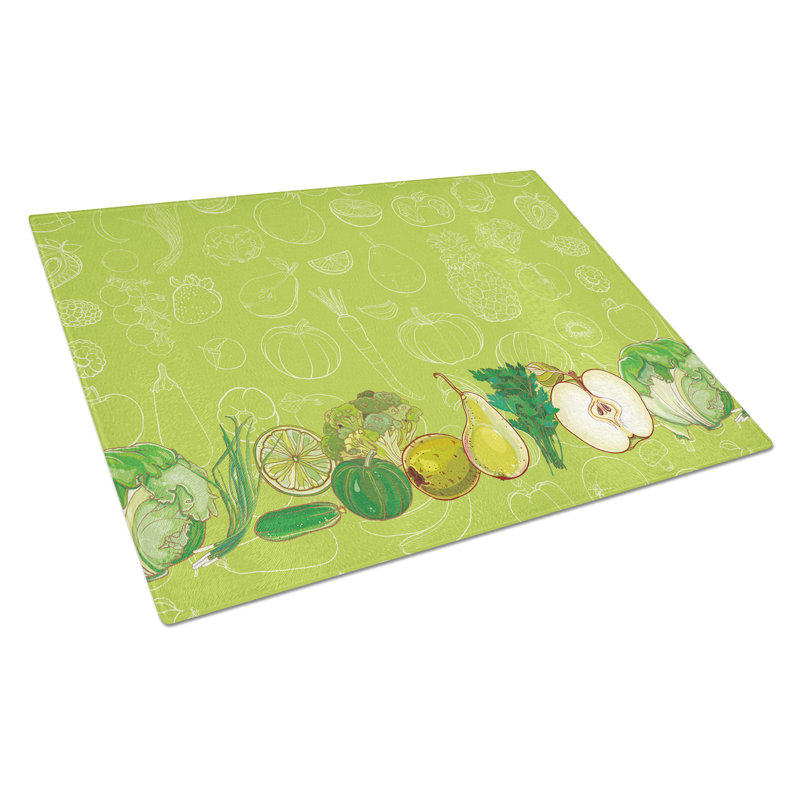 East Urban Home Fruits and Vegetables Glass Cutting Board
