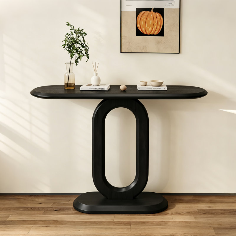 Console créative moderne en bois massif, 31.5" H x 31.5" W x 11.81" D, Black