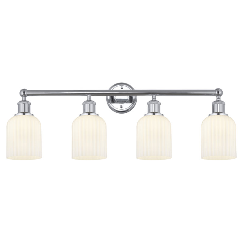 Éclairage pour meuble-lavabo à 4 lumières à intensité variable Fiennes Veil, Chrome poli, Blanc