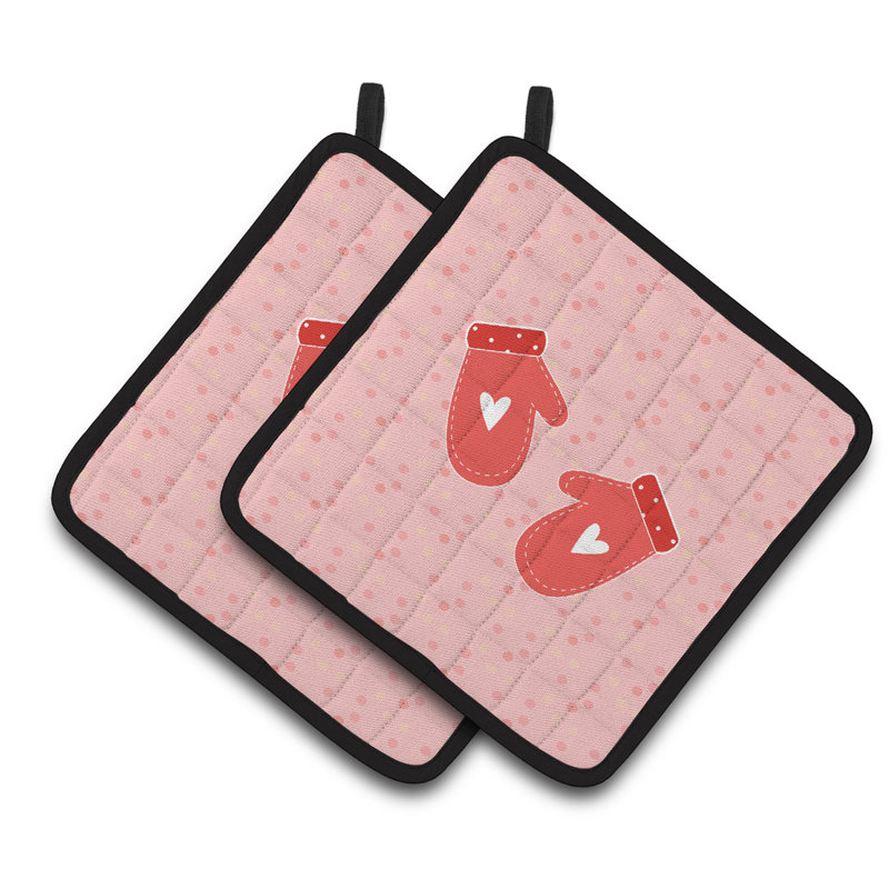 Caroline's Treasures Polka Dots Polyester Potholder Set