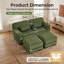 Canapé d'angle modulaire 2 places en velours côtelé vert avec 2 poufs amovibles et configuration flexible-10733516