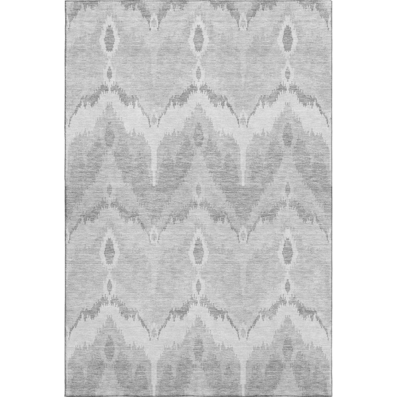 Premium Machine Washable Prisco Silver Rug, Rectangle 10' x 14'