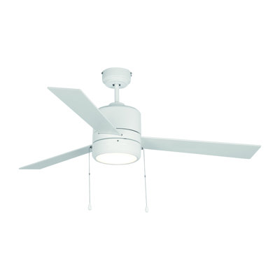 Surfis 3 52-Inch 3-Blade Dual-Mount Ceiling Fan with Integrated LED Light and Pull Chain in White