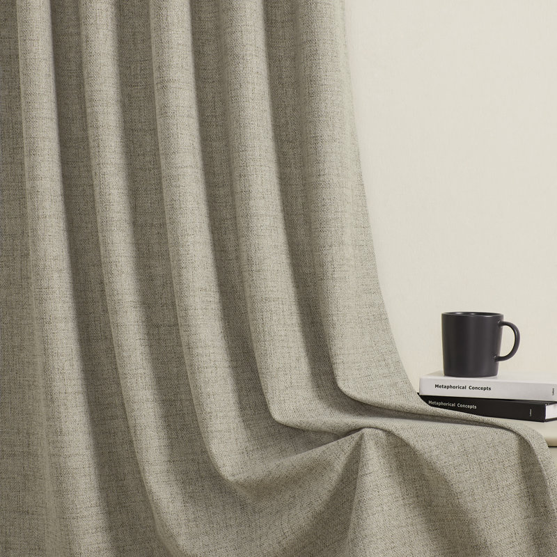 4 Pcs 100% Polyester Burlap Blackout Curtains For Bedroom Back Tab Curtains 4 Panels Set, 52" W x 84" L, Tan