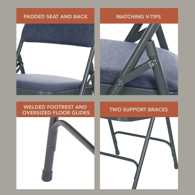 Bernadine Fabric Padded Folding Chair, Imperial Blue
