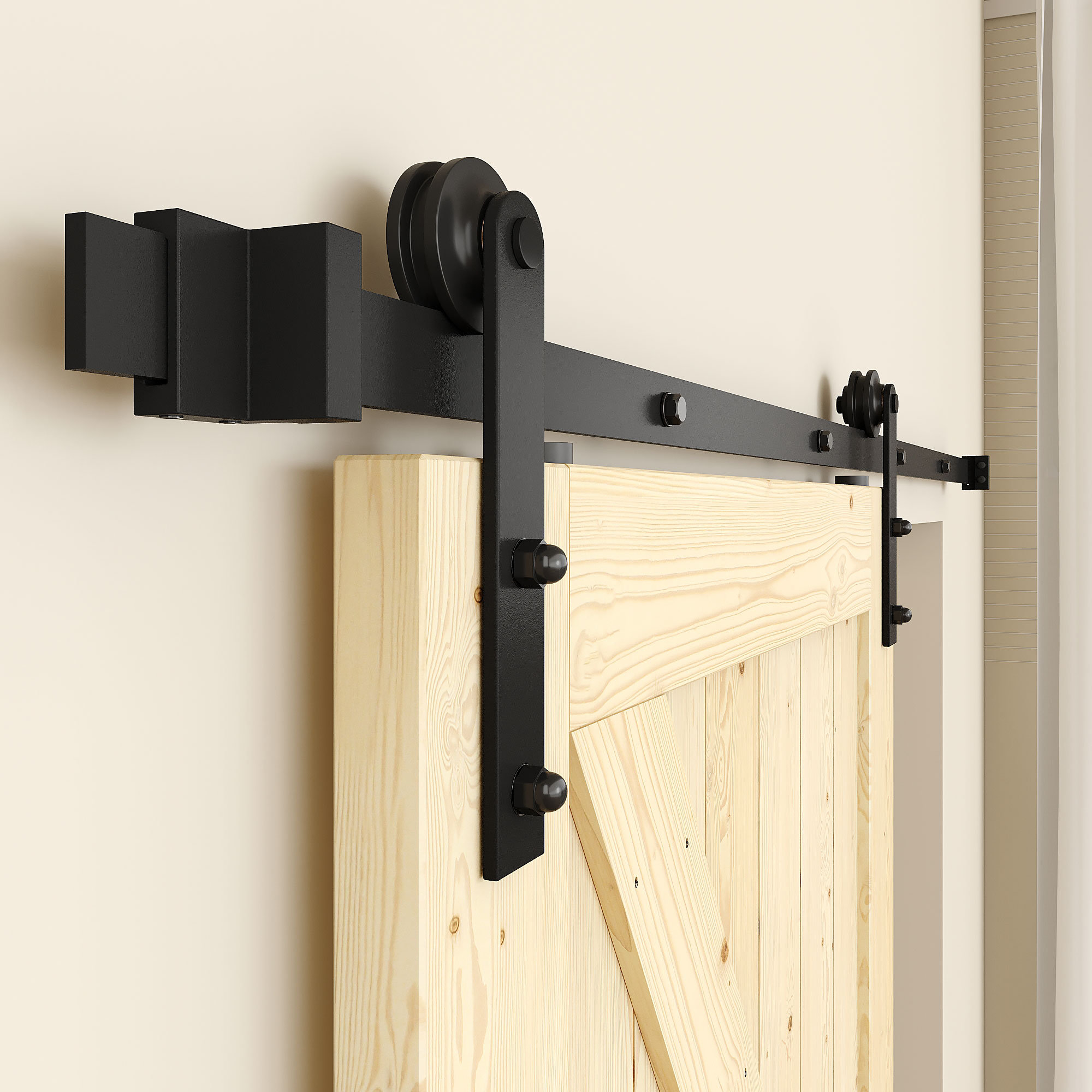 Lazio Black Standard Single Sliding Barn Door Hardware Kit & Reviews ...