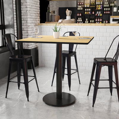 Plateau de table stratifié carré Jack avec base à hauteur de table