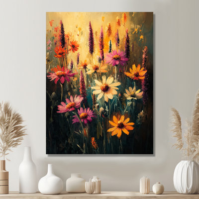 Fleurs sauvages dans des tons pastels impressionnistes II - Art mural en métal fleurs sauvages