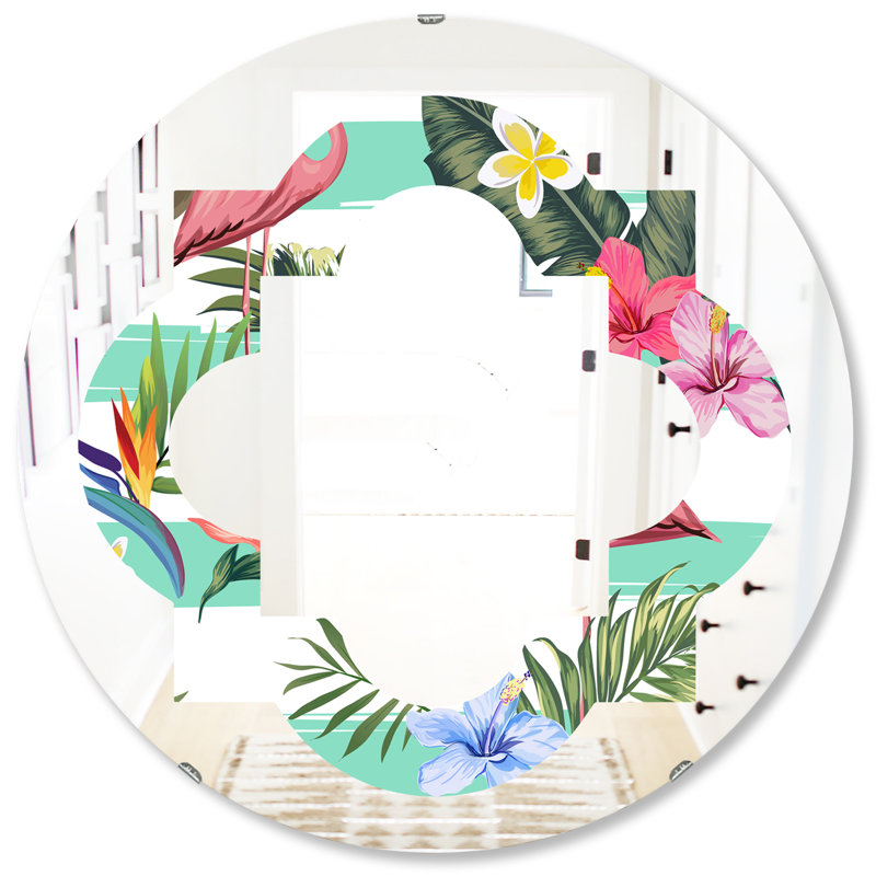 Miroir mural Quatrefoil Botanicals, Flowers and Flamingo, H 31,5 po x l po
