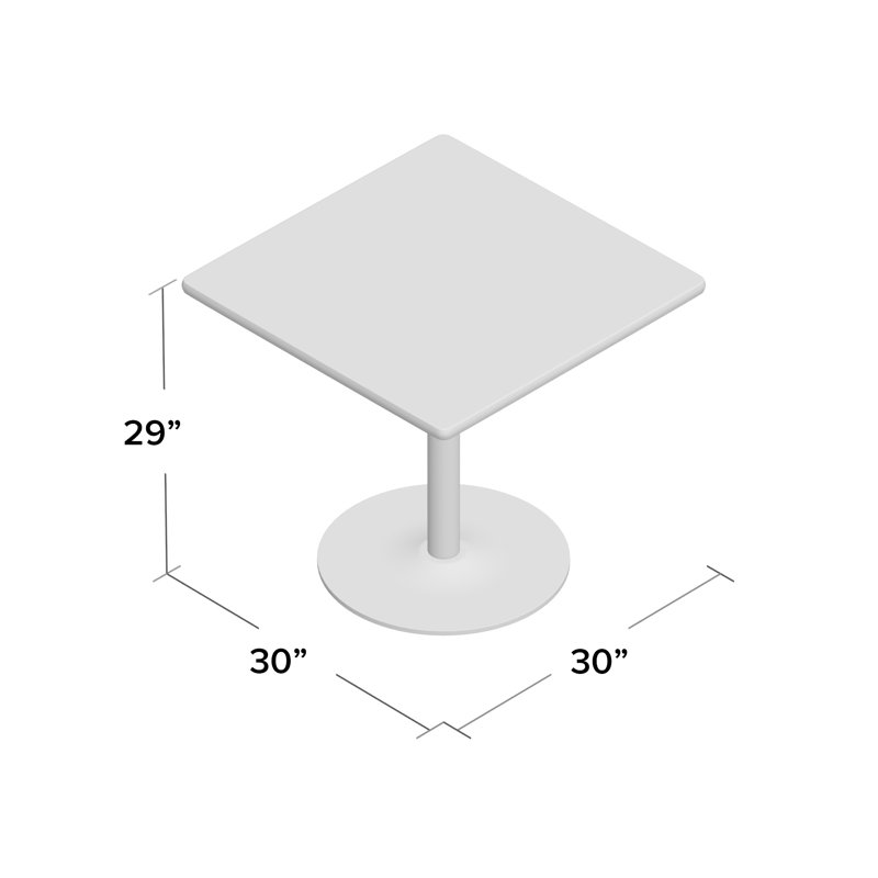 Mode Square Breakroom Dining Table, Designer White, 29" H x 30" W x 30" D, Silver