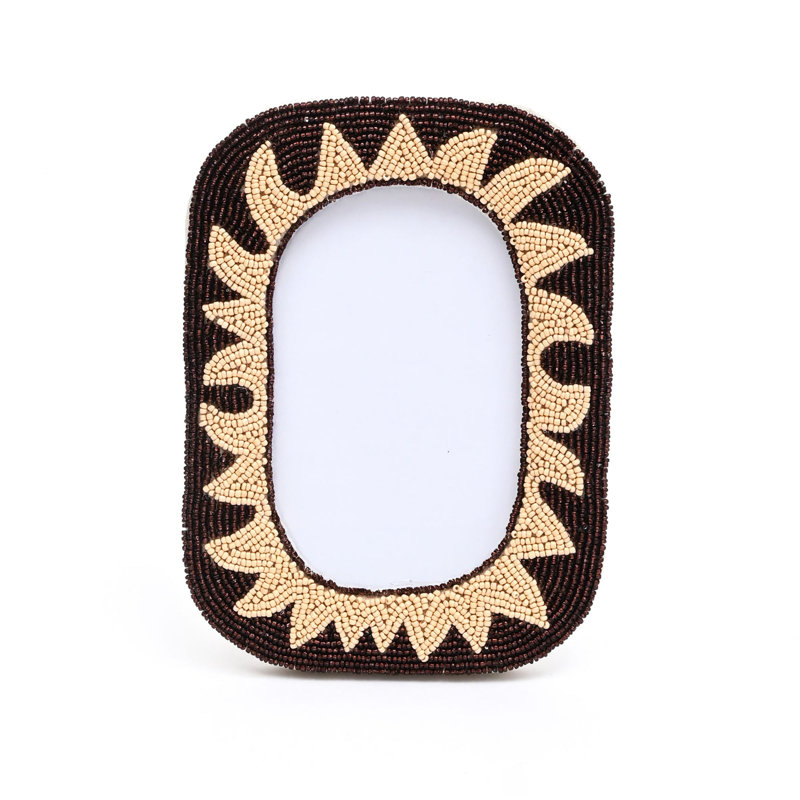 Beads Picture Frame, Black/Beige