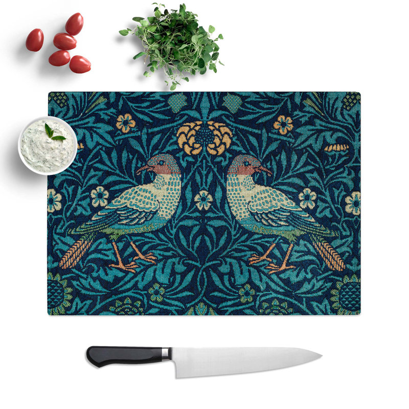Glass Flowers & Birds Pattern by William Morris Chopping Board, 28.5 cm W x 20 cm L