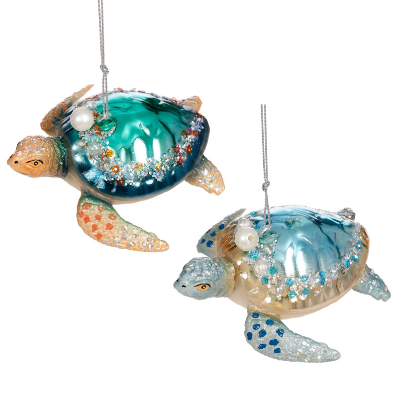 Fancy Turtle Ornament - 4 X 1.5 Inches Set Of 6