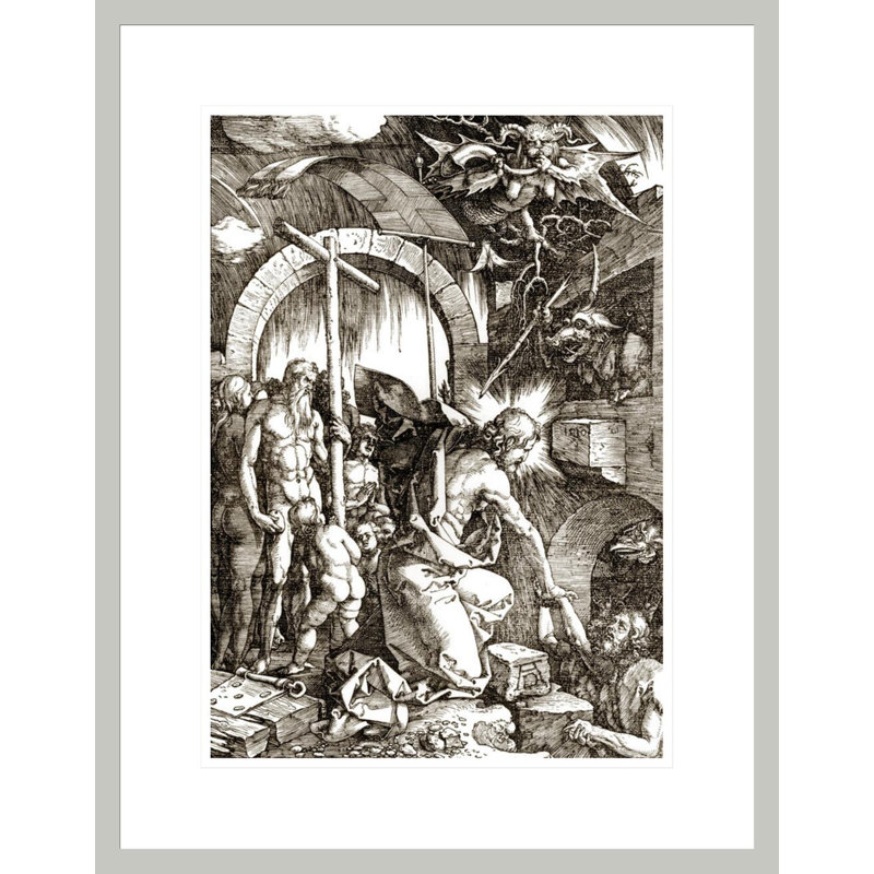 «The Harrowing of Hell From The Large Passion» par Albrecht Dürer, impression giclée encadrée, H 21,75 po x l 17 po