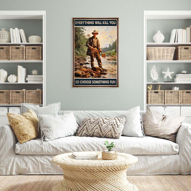 " Fishing So Choose Something Fun - 1 Piece Rectangle Graphic Art Print On Wrapped Canvas ", 20" H x 16" W x 1.25" D