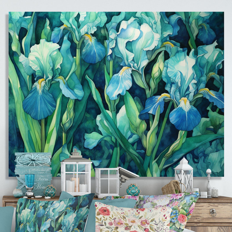 «Green Irises Petal IV» sur toile, H 12 po x l 20 po x P 1 po, Toile tendue