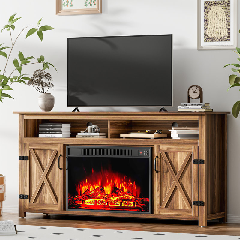 Meuble télé avec rangement Bateman, Noyer