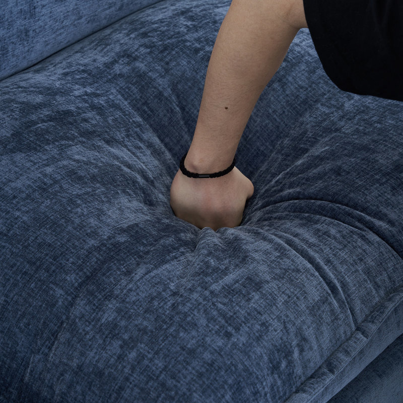 Canapé et canapé avec repose-pieds Avrilynn, Chenille bleu, 85.4"W x 33.5"H x 54"D (2-seat)