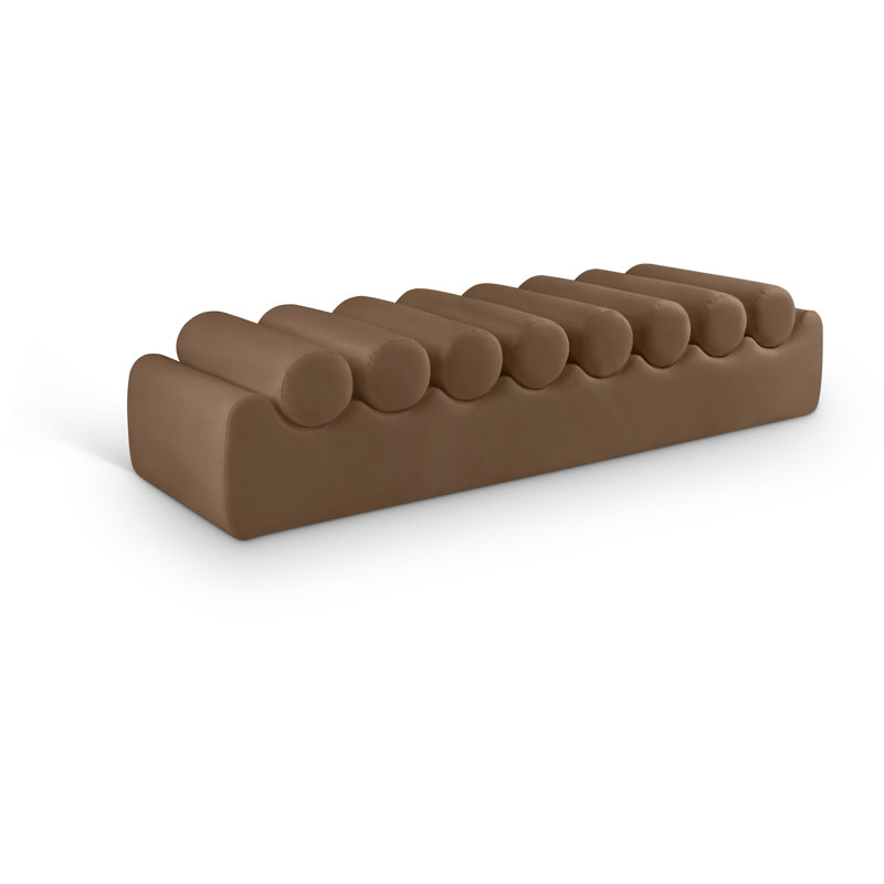 Rumble Vegan Leather Bench, Brown Vegan Leather, 16.5" H x 72" W x 22" D