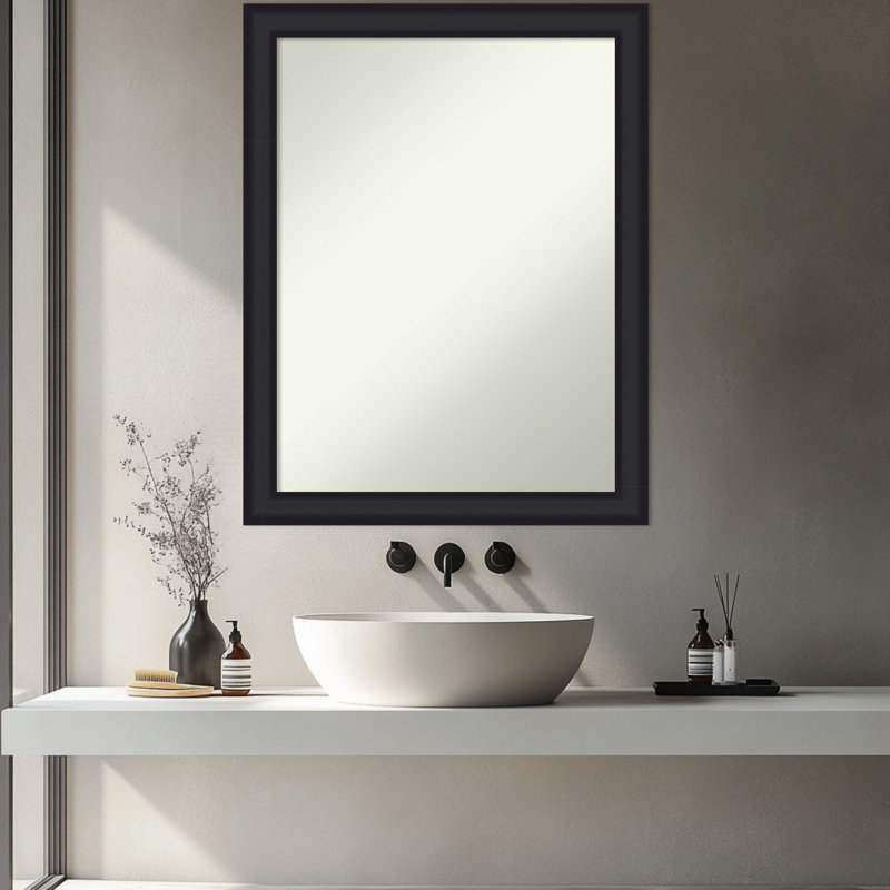 Miroir mural de salle de bain Oliver, 27 po x 21 po, Noir étroit