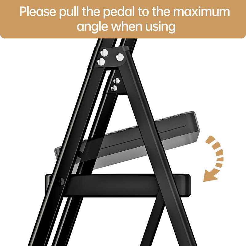5 Step Ladder, 64.17"H, Black