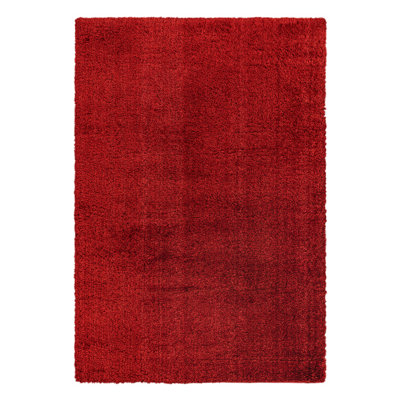 Natonia Shiny Shaggy Red Area Rug