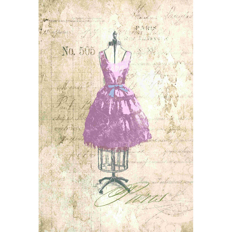 Robe rétro sur fond pastel, H 30 po x l 20 po
