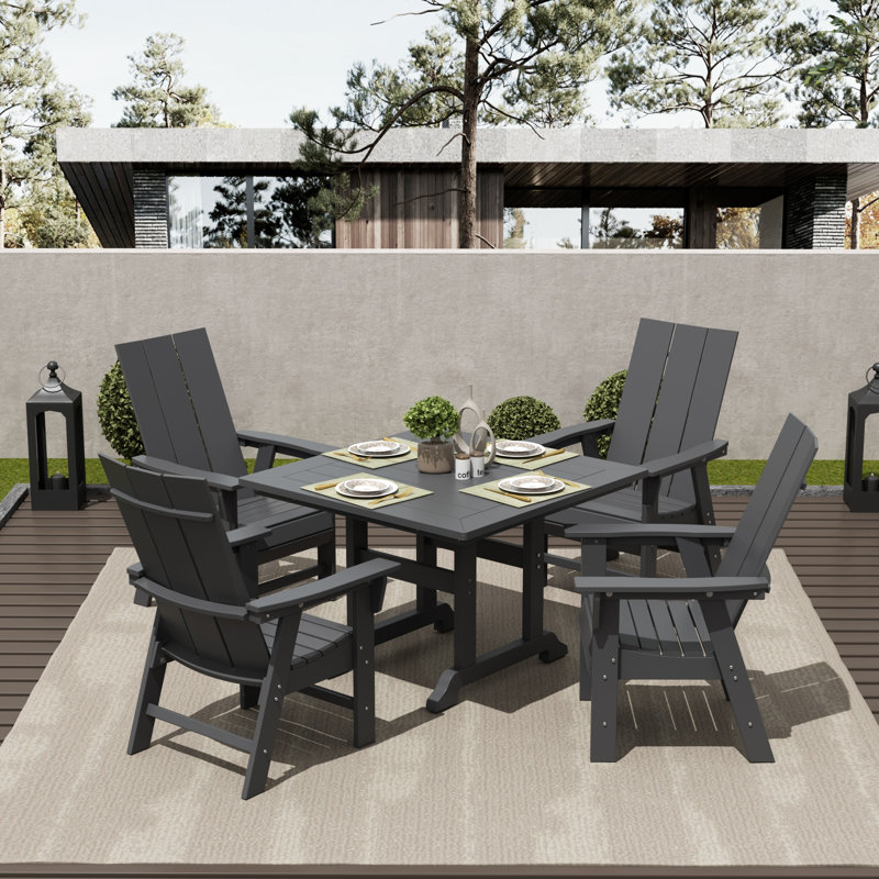 Joubert 4 - Person Patio Dining Set with Square Table, Gray