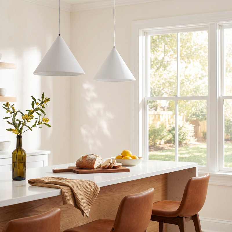 Johnston 1-Light Dimmable Integrated LED Single Pendant, Matte White, 9.5" H x 12.5" W x 12.5" D