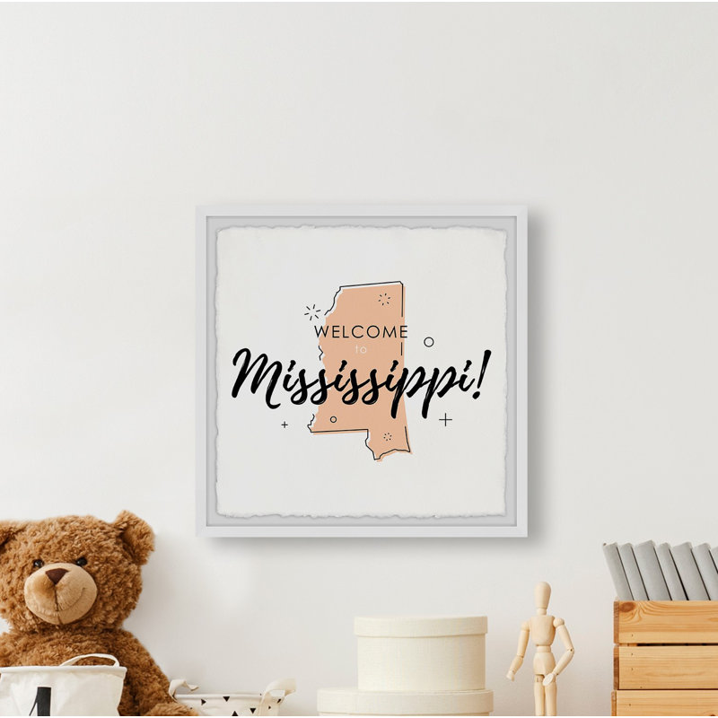 Welcome to Mississippi - Reproduction d'art textuel sur papier encadré, H 24 po x l 24 po x P 1,5 po