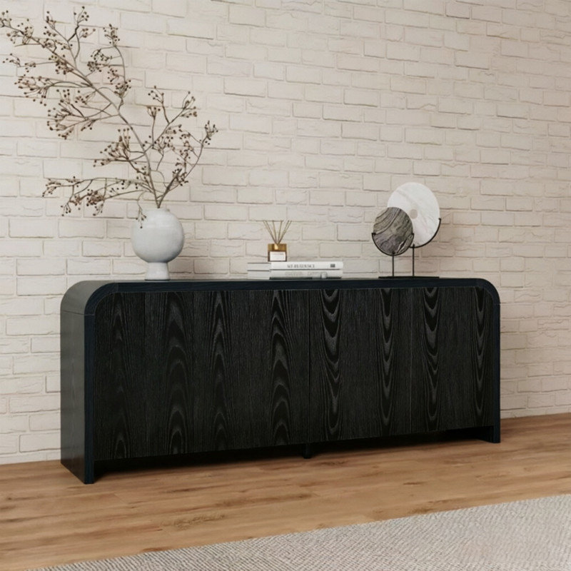Meuble télé Mid-Century Curve Edge, Noir