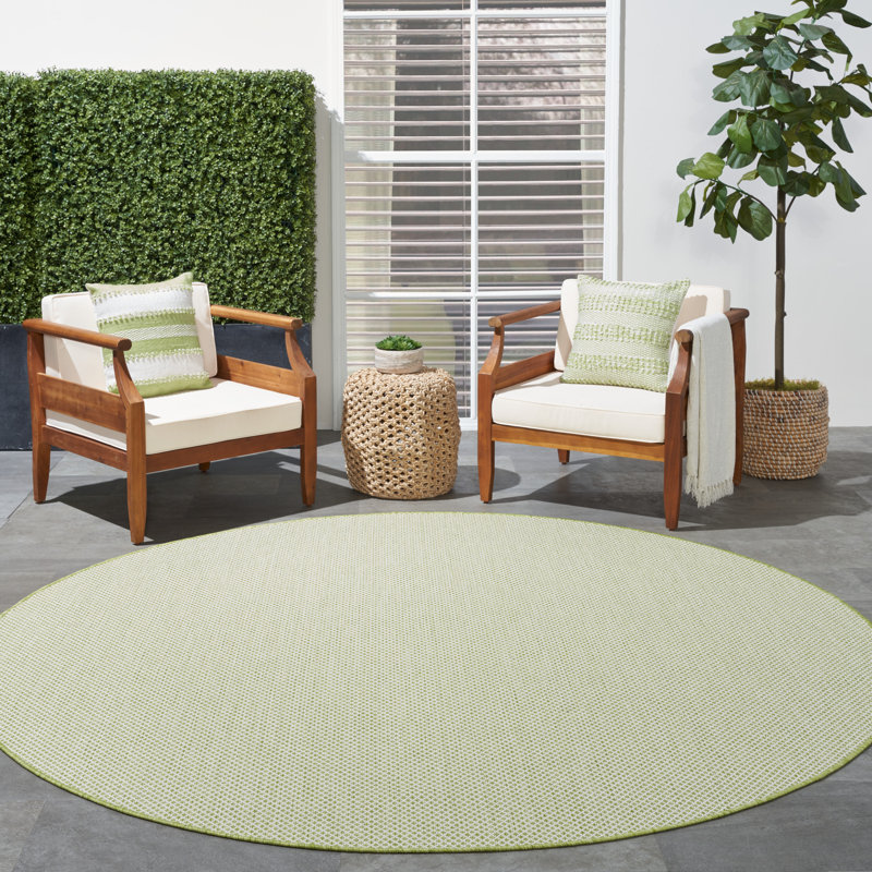 Tapis intérieur / extérieur vert Mccune, Rond 6 pi