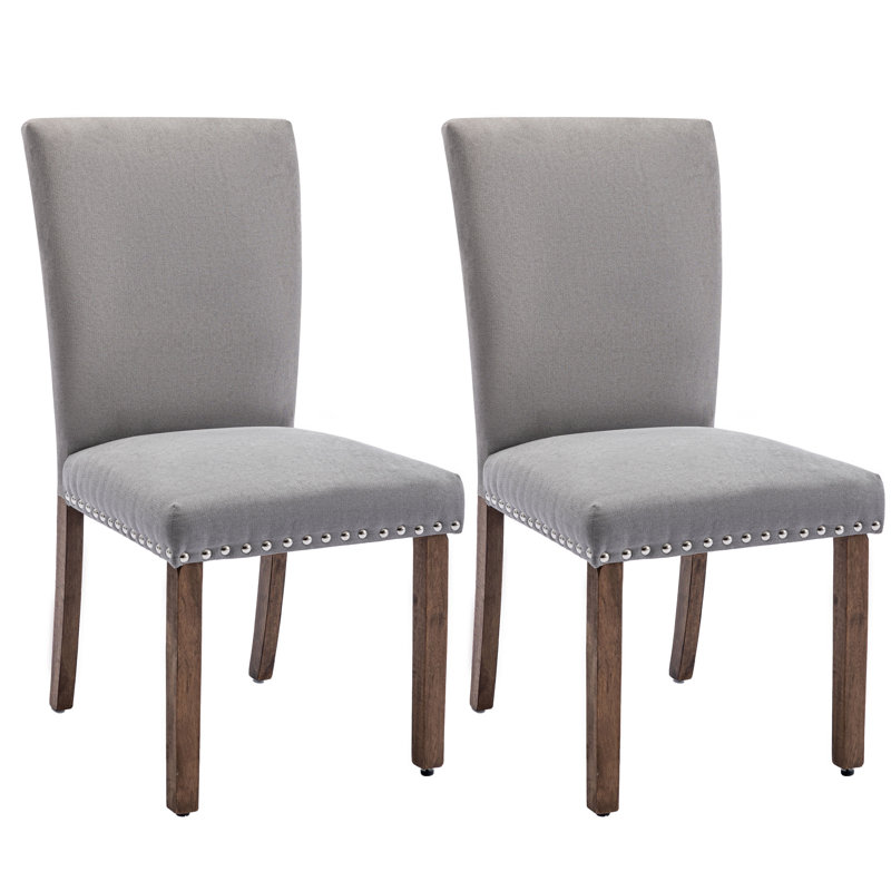 Chaise de salle à manger rembourrée en bois massif Allaya, gris