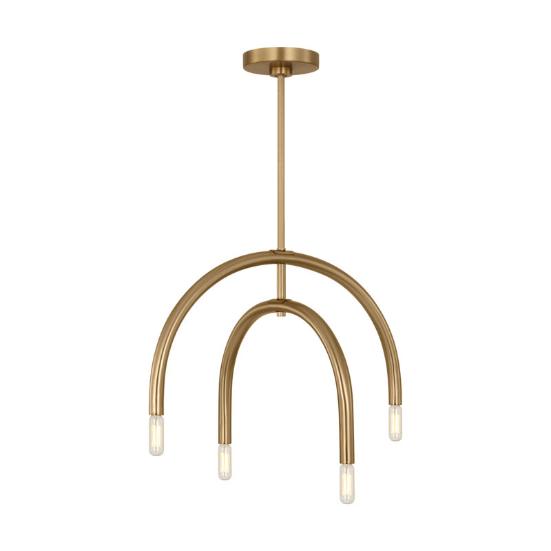 Lustre 4 lumières Hadden, Laiton satiné, H 17,625 po x l 27,5 po x P 17,5 po