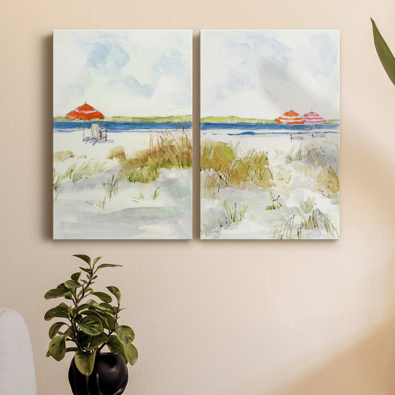 «Sketchy Beach I», ensemble de 2 peintures, H 18 po x l 24 po x P 1 po, Toile tendue